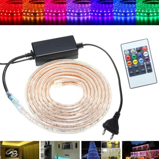 1/2/3/5M SMD5050 LED RGB Flexible Rope Outdoor Waterproof Strip Light + Plug + Remote Control AC220V 1/2/3/5M SMD5050 LED RGB Flexible Rope Outdoor Waterproof Strip Light + Plug + Remote Control AC220V