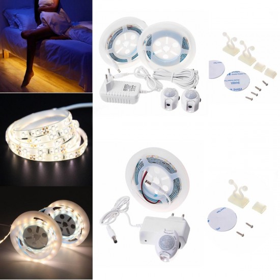 1.5M 3M Motion Activated Sensor Flexible LED Strip Light Bed Night Lamp with Switch EU Plug DC12V 1.5M 3M Motion Activated Sensor Flexible LED Strip Light Bed Night Lamp with Switch EU Plug DC12V