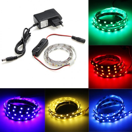 1M Non-Waterproof 60 LED SMD5050 Flexible Strip Light Set with Switch and Power Adapter