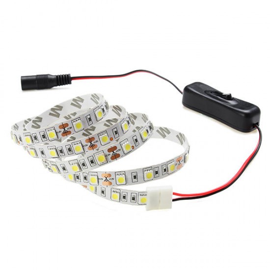1M Non-Waterproof 60 LED SMD5050 Flexible Strip Light Set with Switch and Power Adapter