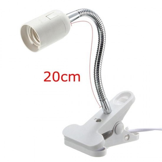 10/20/30/40cm EU Plug E27 Flexible Clip on Switch LED Light Lamp Bulb Holder Socket Converter