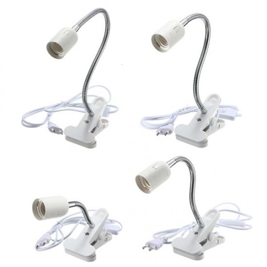 10/20/30/40cm EU Plug E27 Flexible Clip on Switch LED Light Lamp Bulb Holder Socket Converter