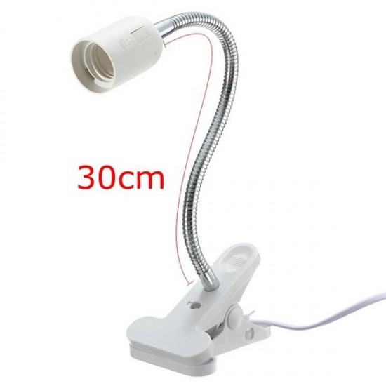 10/20/30/40cm EU Plug E27 Flexible Clip on Switch LED Light Lamp Bulb Holder Socket Converter