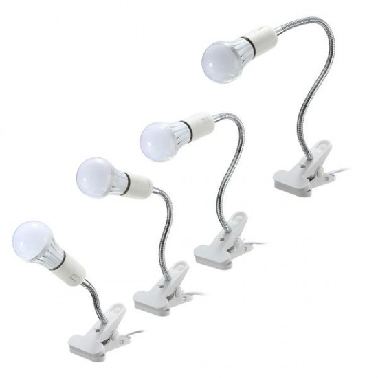 10/20/30/40cm EU Plug E27 Flexible Clip on Switch LED Light Lamp Bulb Holder Socket Converter