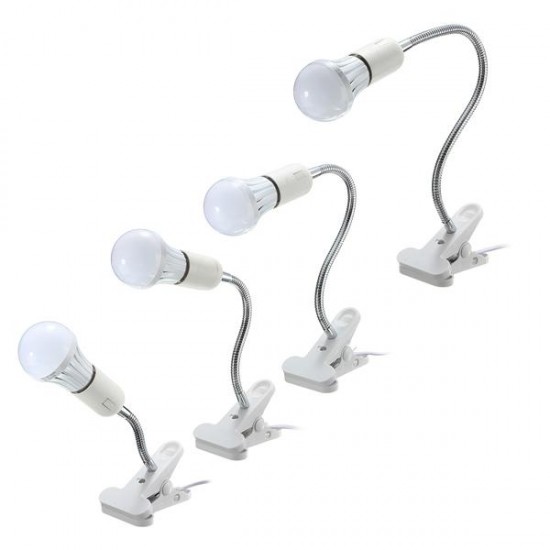 10/20/30/40cm US Plug E27 Flexible Clip on Switch LED Light Lamp Bulb Holder Socket Converter