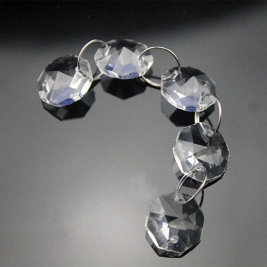 1X 5X 10X 14MM Chandelier Crystal Glass Octagon Bead Pendant Lamp Prisms Part Decoration