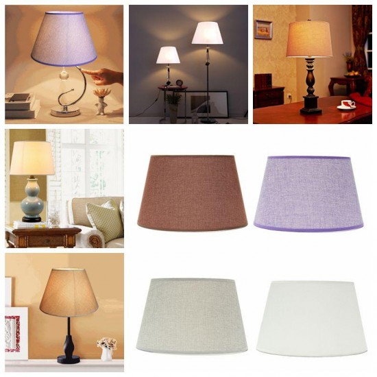 265x355x215MM Cotton Textured Fabric PVC Linen Shade Desk Ceiling Lampshade