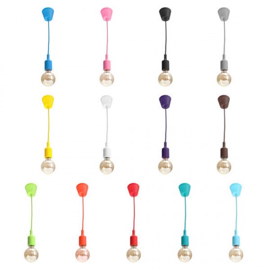 Colorful E27/E26 Silicone Ceiling Lamp Holder Light Socket Customize Rope Cord