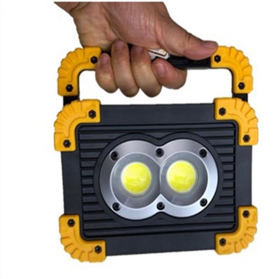 20W Double Round USB Portable Waterproof COB Camping Light Rechargeable 3Modes LED Work Light