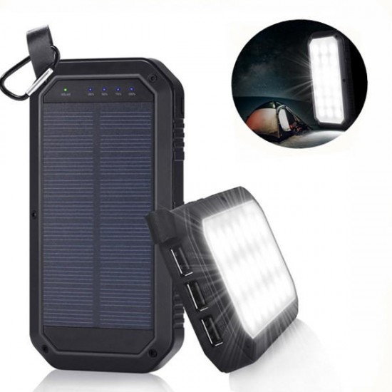 21 LED 8000mAh Portable Solar Powered Camping Light 3 USB Mobile Power Bank for iPhone ipad Android