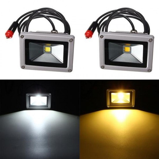 10W 12V LED Flood Spot Lightt Work Lamp with Car Charger Waterproof For Camping Travel