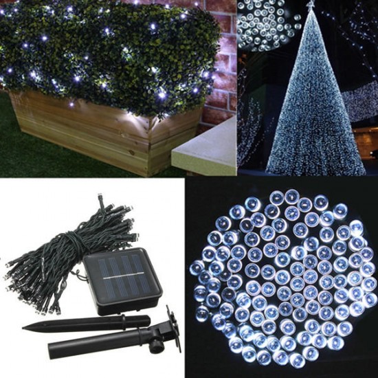 100 LED Solar Powered Fairy String Light Garden Party Decor Christmas