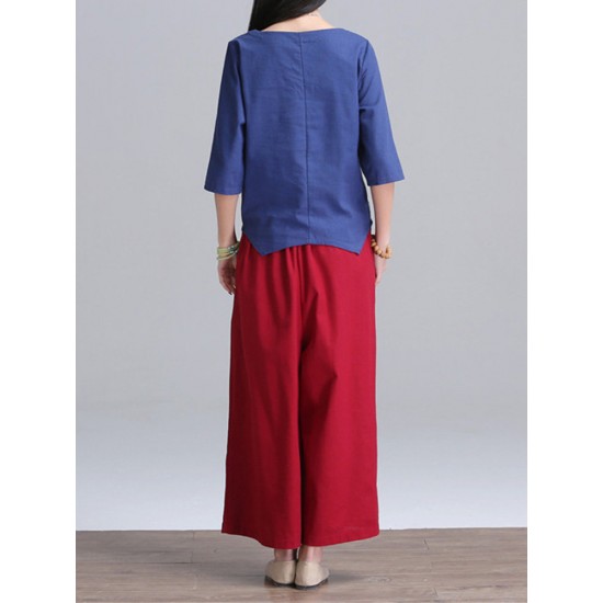 Loose Women Character Graffiti Two-piece T-shirt Palazzo Pants Loose Women Character Graffiti Two-piece T-shirt Palazzo Pants
