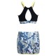 Sexy Wireless Key Hole Front Hollow Out Patchwork Skirt Sports Bra Suit Sets