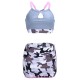 Sexy Wireless Key Hole Front Hollow Out Patchwork Skirt Sports Bra Suit Sets