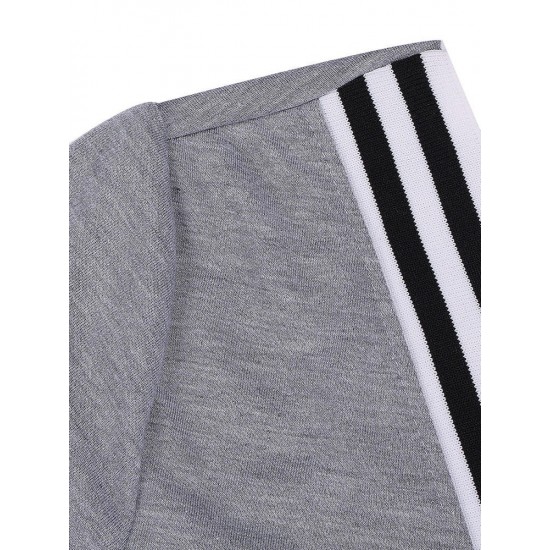 Sport Casual V Neck Stripe Patchwork Tracksuit Sport Casual V Neck Stripe Patchwork Tracksuit