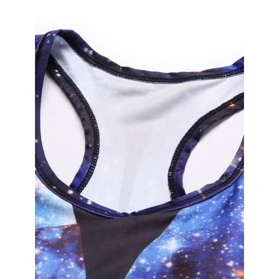 Women Starry Sky 3D Printed Yoga Gym Two Pieces Set Tracksuit