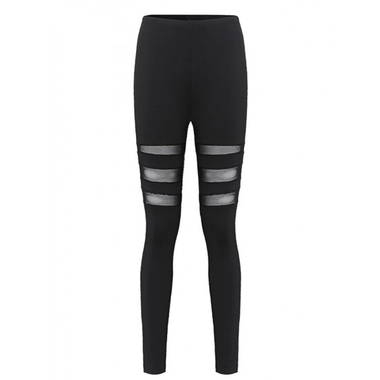 Black Women Mesh Insert Yoga Running Leggings