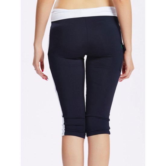 Elastic Side Pocket Yoga Running Work Out Cropped Leggings Elastic Side Pocket Yoga Running Work Out Cropped Leggings