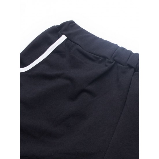 Pure Color Elastic Waist Sports Shorts For Women