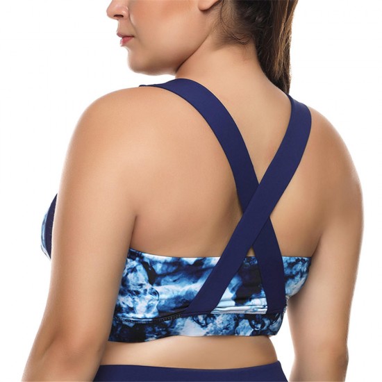 3XL Printed Soft Breathable Running Back Cross Yoga  Sports Bra