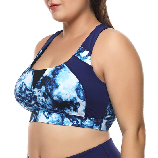 3XL Printed Soft Breathable Running Back Cross Yoga  Sports Bra