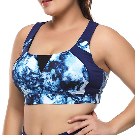 3XL Printed Soft Breathable Running Back Cross Yoga  Sports Bra