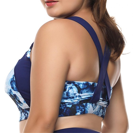 3XL Printed Soft Breathable Running Back Cross Yoga  Sports Bra