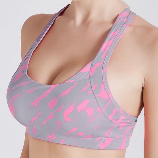 Camouflage Printed Back Cross Shockproof Quick Drying Yoga Sports Bra Camouflage Printed Back Cross Shockproof Quick Drying Yoga Sports Bra