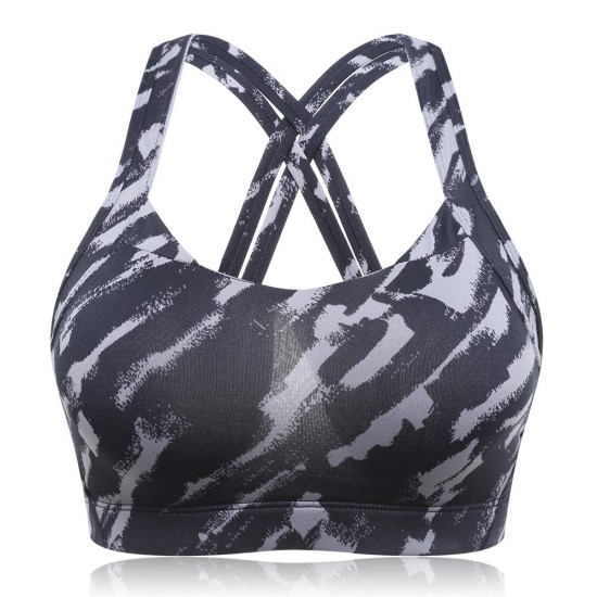Camouflage Printed Back Cross Shockproof Quick Drying Yoga Sports Bra Camouflage Printed Back Cross Shockproof Quick Drying Yoga Sports Bra