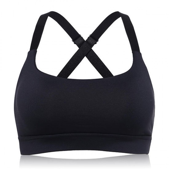 Cross-Back Wireless Sports Bra Black Adjusted Breathable Yoga Vest