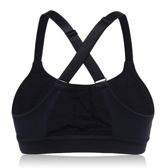 Cross-Back Wireless Sports Bra Black Adjusted Breathable Yoga Vest