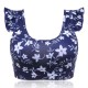 Floral Printed Flying Sleeve U-Neck Wireless Yoga Sports Bra