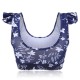 Floral Printed Flying Sleeve U-Neck Wireless Yoga Sports Bra