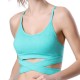 Padded Seamless Stretchy Sports Bra Cross Belt Double Breasted Running Bra Top