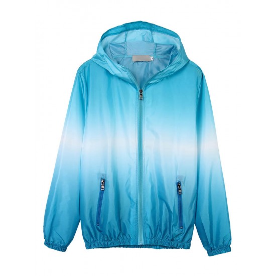 Casual Women Hooded Gradient Sport Sun Protection Coat