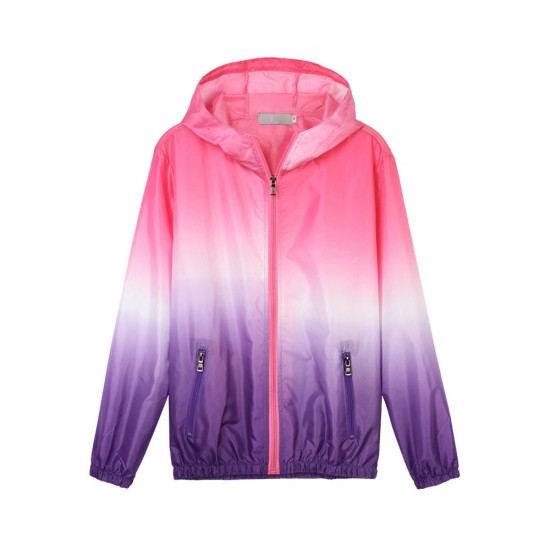 Casual Women Hooded Gradient Sport Sun Protection Coat