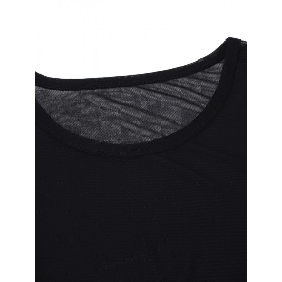 Sexy Mesh Hollow Out Wicking Sport Smock Women T-shirt