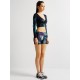 Sport Sexy Women 3D Leaf Printing Long Sleeve Yoga Cropped Top