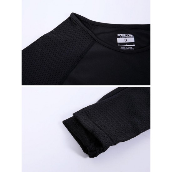 Women Long Sleeve Mesh Stitching Elastic Yoga Running Training Crop Tops Women Long Sleeve Mesh Stitching Elastic Yoga Running Training Crop Tops