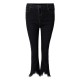 Casual Women Zipper Slim Ripped Tassel Flare Ninth Denim Jeans