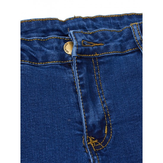 Casual Women Zipper Slim Ripped Tassel Flare Ninth Denim Jeans
