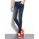 Dark Blue Women High Waist Elastic Slim Denim Jeans with Pockets