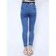 Fashion Casual Blue Denim Battered Holes Long Trousers Pants Jeans