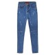Fashion Casual Blue Denim Battered Holes Long Trousers Pants Jeans