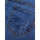 Fashion Casual Blue Denim Battered Holes Long Trousers Pants Jeans