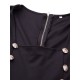 Black Square Neck Double Breasted Sleeveless Rompers Jumpsuit Black Square Neck Double Breasted Sleeveless Rompers Jumpsuit
