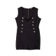 Black Square Neck Double Breasted Sleeveless Rompers Jumpsuit Black Square Neck Double Breasted Sleeveless Rompers Jumpsuit