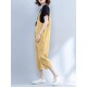 Brief Sleeveless Strap Pure Color Linen Cotton Jumpsuit
