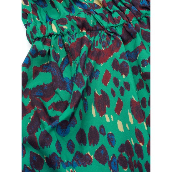 Casual Leopard Sleeveless Stretch Waist Women Pocket Jumpsuit